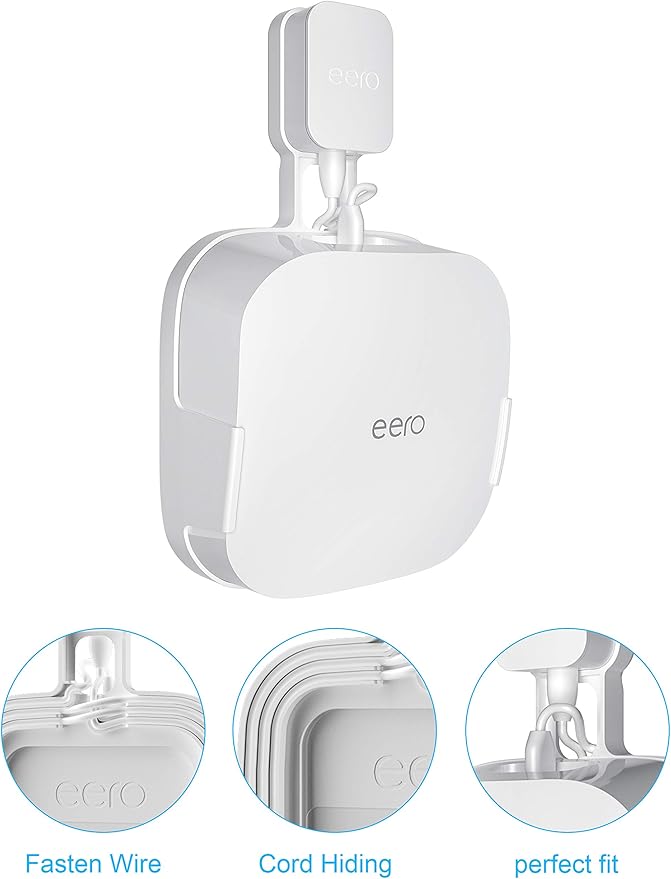 COOLWUFAN Wall Mount Holder for eero Pro 6 or eero Pro 6E Home WiFi System-Simple and Sturdy Wall Mount Holder Stand Bracket for eero Pro 6E & Pro 6 tri-Band mesh Wi-Fi 6 System (White(2 Pack))