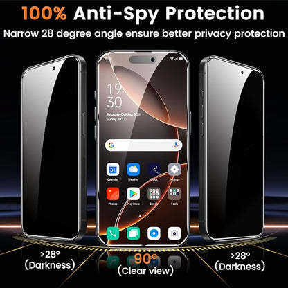 4+4 Pack Privacy Screen Protector for iPhone 16 Pro Max 6.9-Inch with 4 Pack Camera Lens Protector, Anti Spy Tempered Glass Film 9H Hardness Case Friendly