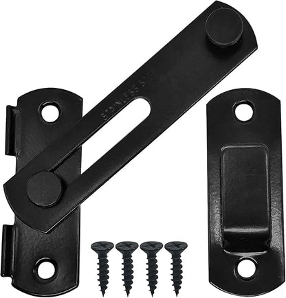 2 Set 4" Gate Latches Safety Door Lock for Barn Door, Heavy Duty Stainless Steel Farm Flip Gate Latch,Black