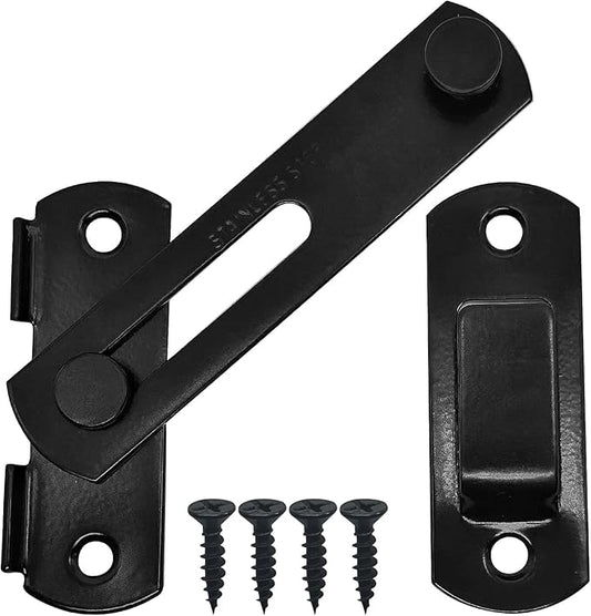 2 Set 4" Gate Latches Safety Door Lock for Barn Door, Heavy Duty Stainless Steel Farm Flip Gate Latch,Black