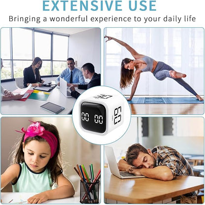 Pomodoro Timer, Cube Productivity Timer with Adjustable Sound and Vibration Alert, Ideal for Work, Office, ADHD, Study, and Tasks - 5/10/30/60 Minutes & Custom Countdown - White