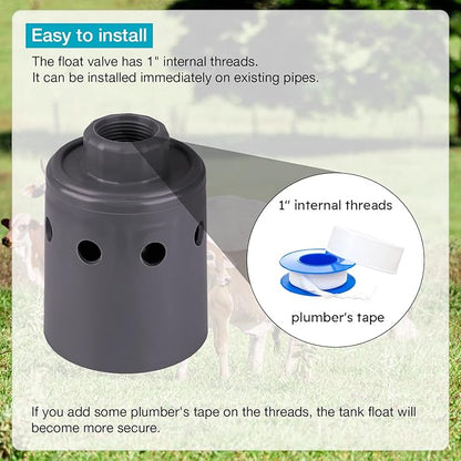 1" Float Valve, Automatic Water Filling, Maintaining Constant Water Level | Automatic Water Shut Off Valve | Water Tank Float Valve Can Be Used in Livestock Troughs, Reservoirs, Fountains, Etc.