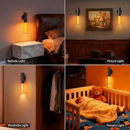 2Pack Motion Sensor LED Night Lights, Rechargeable Battery Operated Indoor Smart Motion Detector Nightlights with 3 Modes&3 Brightness, Auto Body Sensor Dimmable Wall Lamps for Closet Stairway Cabinet