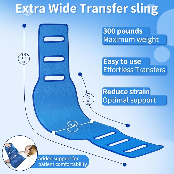 Transfer Sling with six Handles -Padded Assist Gait Belt - Heavy Duty Patient Lift with Straps -Mobility Standing and Lifting Aid for Disabled, Elderly, Injured -Safely Move from Bed and Wheelchair