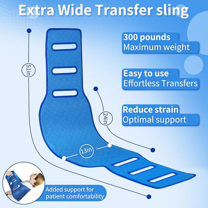 Transfer Sling with six Handles -Padded Assist Gait Belt - Heavy Duty Patient Lift with Straps -Mobility Standing and Lifting Aid for Disabled, Elderly, Injured -Safely Move from Bed and Wheelchair