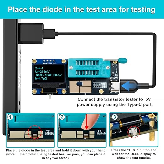 GM328 Transistor Tester – Mosfet Transistor Capacitor Tester, LCR/ESR Meter, SMD Electronic Component Tester for Diode/MOSFET/Capacitor/Resistor (PNP/NPN/Triode/Zener)