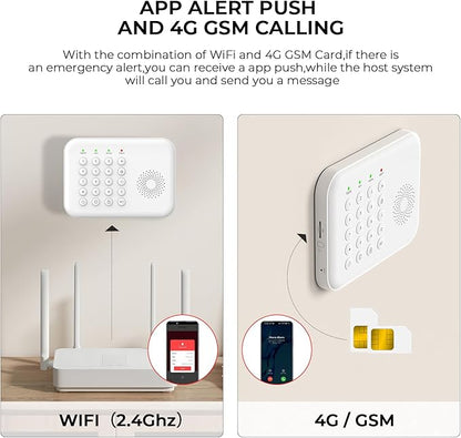 PGST Wireless Home Security Systems,4G/WiFi Home Alarm System,13 Pieces Kits with DIY Door and Motion Sensors,Phone APP Alerts,Work with Alexa,24/7 Real-time Monitoring for Home,Villa,Kids Safety