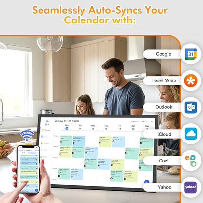 Smart Digital Picture Frame Calendar-for-Family-Planner - Nethgrow 24" Touchscreen Interactive Display Electronic Calendar for Family to Do List, Auto-Sync Google iCloud Outlook, Wall Mountable