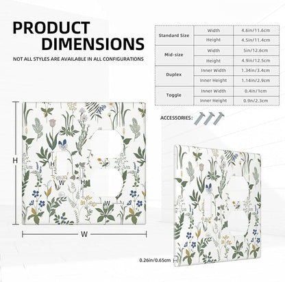Wallplates Floral Green Leaf Plant Flowes 1 Toggle 1 Duplex Switch Plate Electrical Gfci Faceplate Decorative Light Switch Covers For Bed Room Farmhouse Decor
