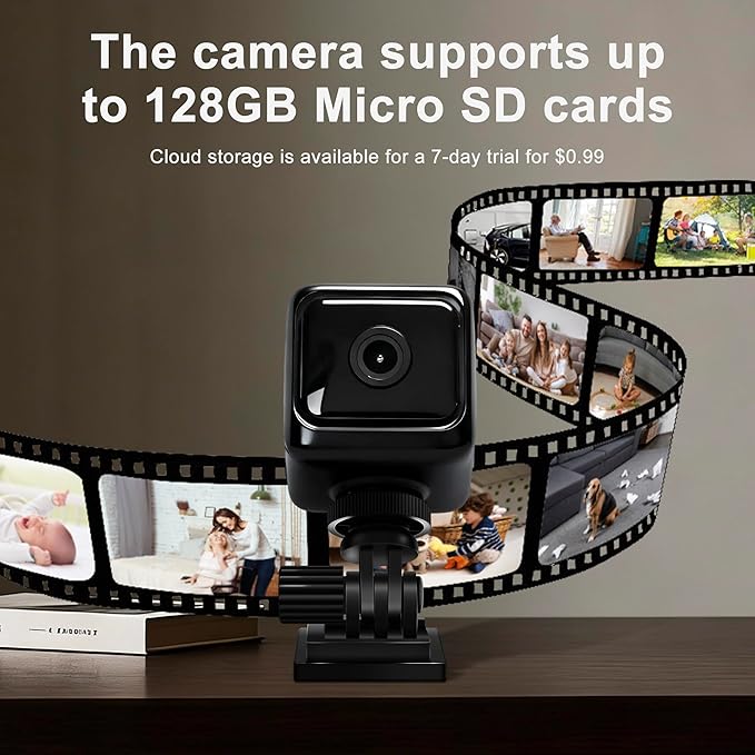 Mini Spy Cameras for Home Security, 1080P HD Security Camera No WiFi Needed, 2.4GHz, Night Vision, Wireless, Indoor Nanny Cam Hidden Camera for Bedroom, Pet, Elder, Garage