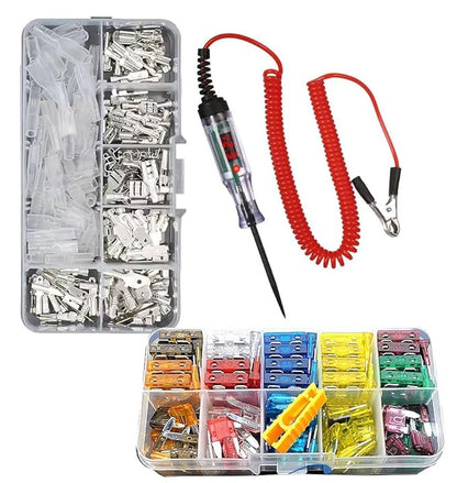 Automotive Circuit Test Light kit 3-60V DC Digital LEDTester+Car Blade Fuses+Automotive Wire Connector pins, Auto Bidirectional Voltage Tester Electric Test Pen (Test Pen + Car Blade Fuses)