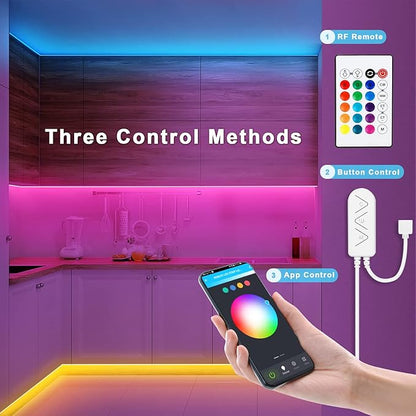 RGBWW Bluetooth LED Strip Lights, 32.8ft Tunable White 3000K to 6500K+RGB Led Light Strips, Music Sync Color Changing Indoor LED Rope Lights with App and Remote for Kitchen, Bedroom, TV