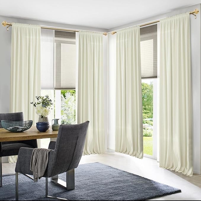 2 Pack Curtain Rods, 1 Inch Telescoping Drapery Rod 28 to 48 inch (2.3 to 4 ft), USFOOK Curtain Rods for Windows 16 to 44 Inches, Luxury Gold Translucent Finials