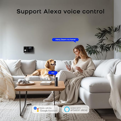 PGST Wireless Home Alarm System,8 Piece Alarm Kits with Door Sensors,Windon Detectors,SOS Button,Remote,4G GSM/Tuya App Instant Alerts,Work with Alexa/Google for Home,Apartment,Villa,No Monthly Fee