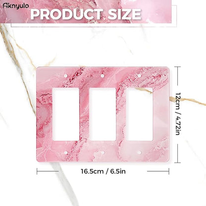Abstract Pink Marble Design Acrylic Light Switch Plate Acrylic Decorative Wall Outlet Cover Switch Plates Triple Wall Plates