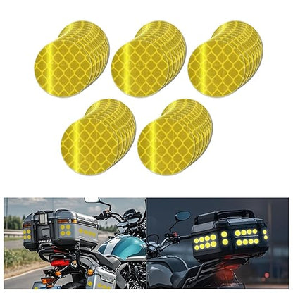Non Fading Yellow Reflective Stickers 1-inch Diameter Round Reflector, Outdoor Waterproof High Visibility Warning Adhesive Tape (50 Pcs)