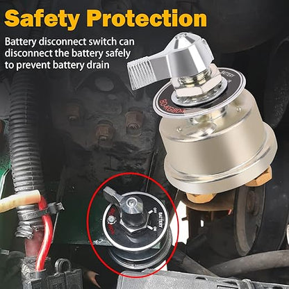 12-48V Master Battery Disconnect Switch, High Current 200A Battery Power Cutoff Isolator Killer Switch with Face Plate for Car Vehicle RV Truck Boat Marine Outboards ATV On/Off Battery Isolator Switch