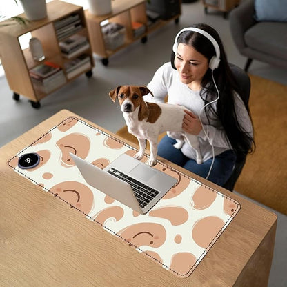 Heated Mouse Pad with 3 Temperature Settings(104°F–122°F),Large 31.5x13 Inch PU Leather Heated Desk Mat,Waterproof Warming Pad for Office,Gaming & Cold Hands Relief,Abstract Geometrical