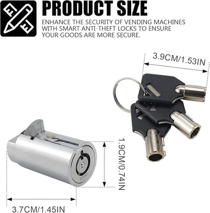 Vending Machine Key, Cylinder Lock for Storage Unit Cylinder Lock for Coke Snack Candy Soda Vending Machines Locks with 3 Tubular Keys