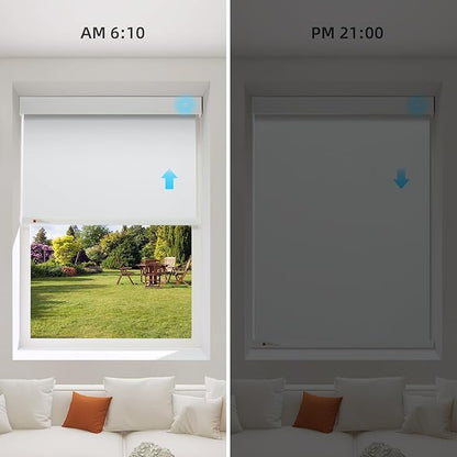 ZSTARR Motorized Smart Blind for Window,Automatic Blackout Roller Shade Compatible, with Remote Control, Child Safety Rechargeable Battery Blind with Valance,Customize (Cloud Colour)