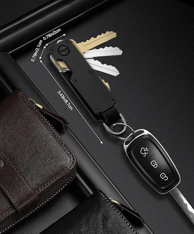 Mens Key Organizer - Compact Metallic Key Holder | Minimalist Innovative Keyholder | Smart Keychain Secures 1-5 Keys