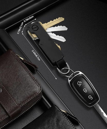Mens Key Organizer - Compact Metallic Key Holder | Minimalist Innovative Keyholder | Smart Keychain Secures 1-5 Keys