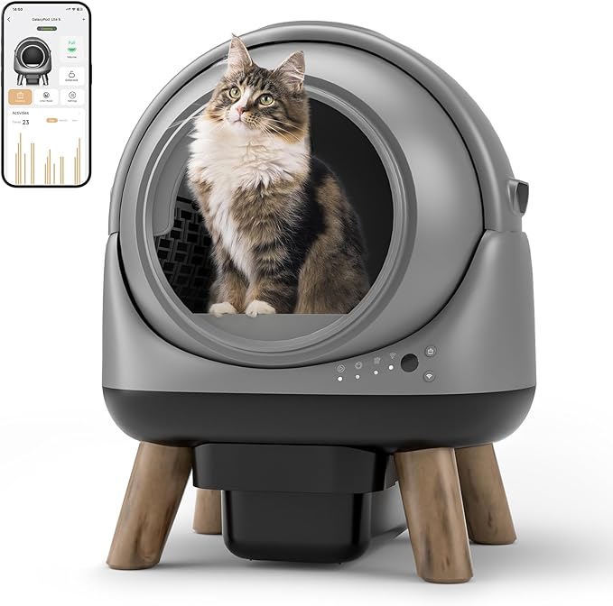 Self Cleaning Litter Box: Automatic Cat Litter Box for Cats, G1 Large Openning Robot with Odor-Control Dual Safety Protection, Includes Trash Bags and Mat