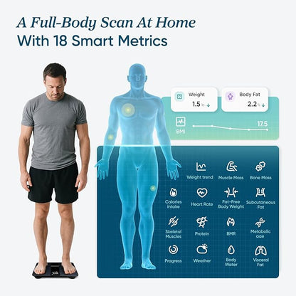 Etekcity FSA&HSA Eligible Smart Scale for Body Weight Fat, Digital Bathroom Weighing Machine for Accurate BMI Muscle Mass Composition, Home Use Apple Health Compatible Fitness Equipment