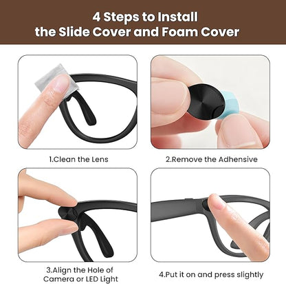Camera Privay Cover for Ray-Ban Meta Glasses, Adjustable Lens Protector Set for Wayfarer/Skyler/Headliner(Gen 1&Gen 2) Smart Glasses Accessories 9PCS Black