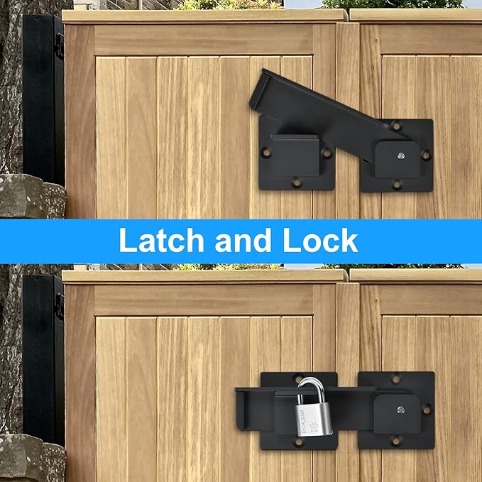 7.5" Flip Gate Latch Lock with Padlock Hole, 4mm Heavy Duty Aluminum Alloy Adjustable Door Latch for Sliding and Swing Open Door, Outdoor Gate, Wooden Fence, Barn Door, Shed, Garage, Yard
