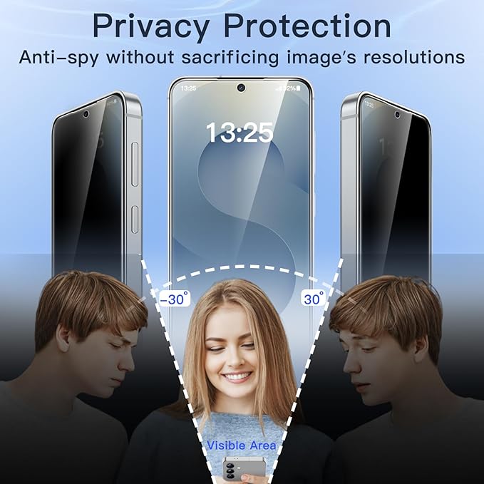 JETech Privacy Screen Protector for Samsung Galaxy S25 5G with Camera Lens Protector, Anti-Spy Tempered Glass Film, Fingerprint ID Compatible, 2-Pack Each