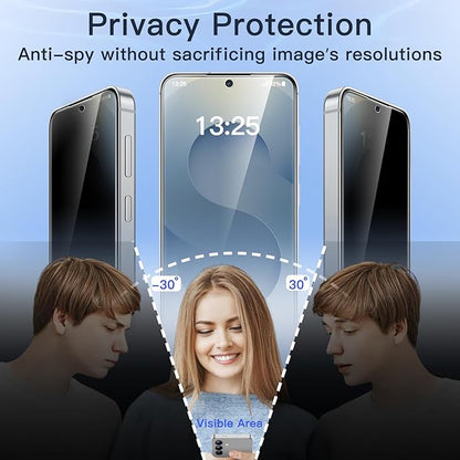 JETech Privacy Screen Protector for Samsung Galaxy S25 5G with Camera Lens Protector, Anti-Spy Tempered Glass Film, Fingerprint ID Compatible, 2-Pack Each