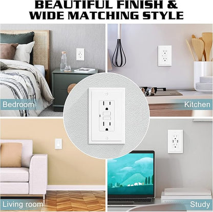 1-Gang Modern Edge Decorative Wall Plate Cover Switch Outlet Single Decorator Electrical Faceplate for Light Switches, Smart Switch, GFCI, Dimmers, Receptacle, USB Outlet (10 Pack, Single Decorator)