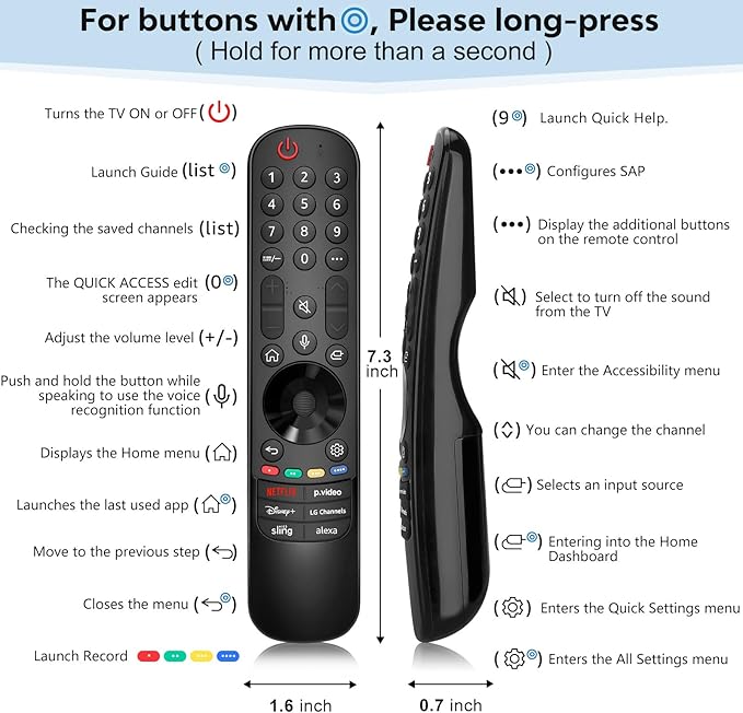Voice Magic for LG-TV-Remote Control Replacement, for Magic Remote MR21 MR22 MR23 MR24GA with Battery, with Voice Recognition and Pointer Function