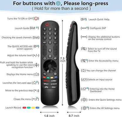 Voice Magic for LG-TV-Remote Control Replacement, for Magic Remote MR21 MR22 MR23 MR24GA with Battery, with Voice Recognition and Pointer Function
