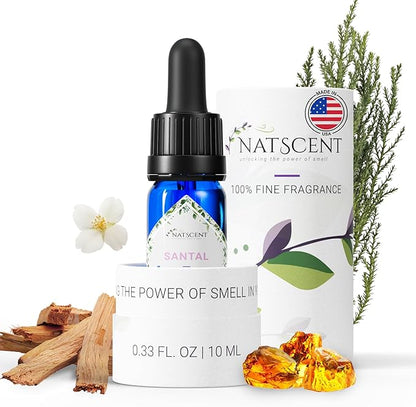 Santal Essential Oils for Diffusers for Home, Nature-derived Sandalwood Essential Oils, Long-Lasting & Family-Friendly Diffuser Oils Scents, IFRA Certified, Cold Air & Ultrasonic - 0.33 oz