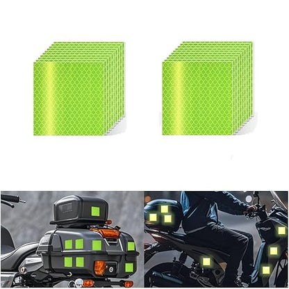 Non Fading Fluorescent Yellow Reflective Stickers 2 inch X 2 inch, Outdoor Waterproof High Visibility Safety Adhesive Reflector (20 Pcs)