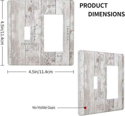 Outlet Covers Rustic Vintage White Wood Grain 1 Toggle 1 Rocker Combination Decorative Wall Plate Electrical Switch Plates Light Switch Cover Plate for Farmhouse Home Decor