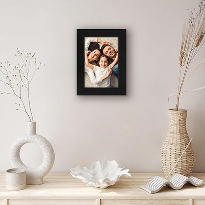 Americanflat 4x6 Picture Frame with Shatter-Resistant Glass - Signature Collection - Gallery-Style Frames Made of Engineered Wood - Photo Frame for Tabletop and Wall Display - Black