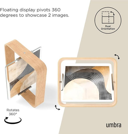 Umbra Table Picture Frame, Double-Sided Picture Frame for 20 x 25 cm Photos, Wood, Natural