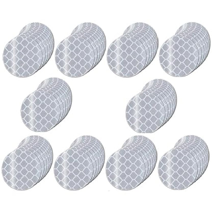Non Fading White Reflective Stickers 2-inch Diameter Round Reflector, Outdoor Waterproof High Visibility Warning Adhesive Tape (100 Pcs)