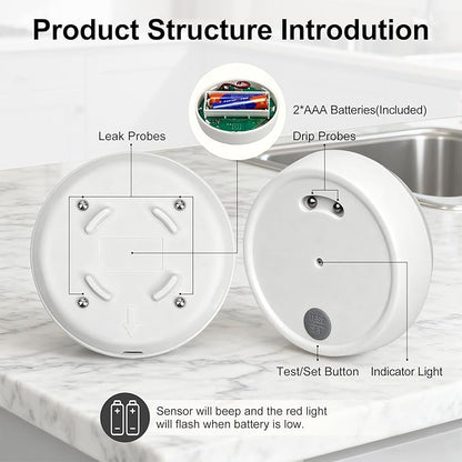 eMylo Water Leak Detectors for Home, Water Leak Sensor Alarm with Sensitive Leak and Drip Alert, IP66 Waterproof, Flood Monitor Detector for Home Basement Sink Kitchen Bathroom Laundry