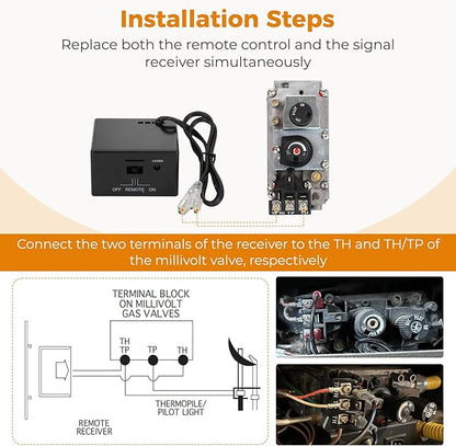 Universal Gas Fireplace Remote Control,Fit skytech 1001-A 1001TX 3001,durablow TR1003,Napoleon F45,Acumen RCK-IW,Ambient RCB,realFyre and More,Fireplace On/Off Remote Control Kit for Millivolt Valve
