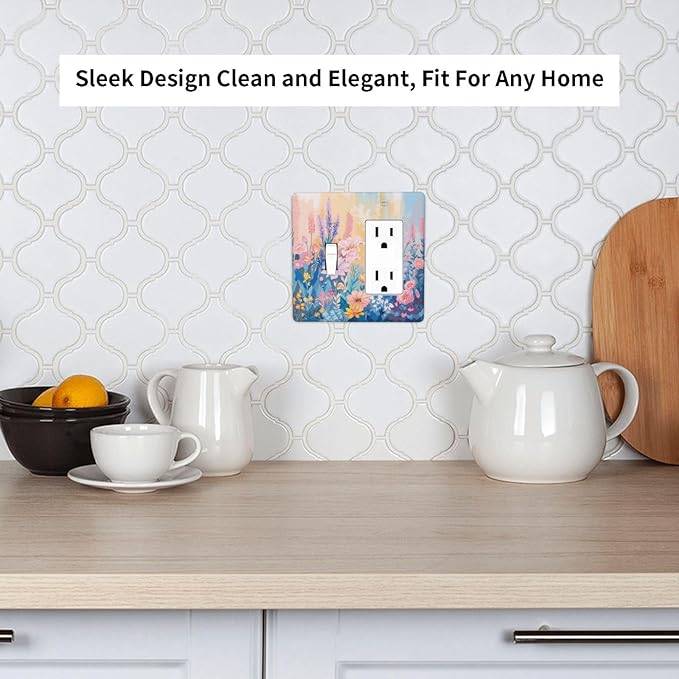 Outlet Covers Colorful Watercolor Flowers Wildflower Plants 1 Toggle 1 Rocker Combo Light Switch Cover Plate Decorative Switch Plate Covers Electrical Wall Plate for Bathroom Home Decor