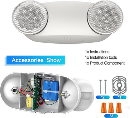 SPECTSUN 8 Pack LED Exit Emergency Light Combo with Battery Backup-US Standard Commercial Corded Emergency Exit Sign Lights for Home Power Failure,UL 924 Certified,White Emergency Lighting Exit Signs