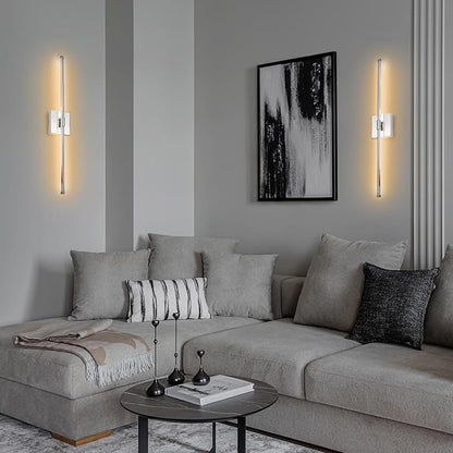 LED Wall Sconce with Remote Control, LED Wall Light, 5 Colors 3000K-6500K & Dimmable, Hardwire Wall Lamp for Living Room, Bedroom, Chrome