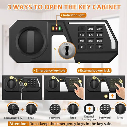 200 Keys Fireproof Key Safe with Hook Plates and Key Tags, Anti-Theft Key Lock Box Wall Mount with Combination Lock, Heavy Duty Key Box Key Cabinet Key Organizer for Home Office Garage