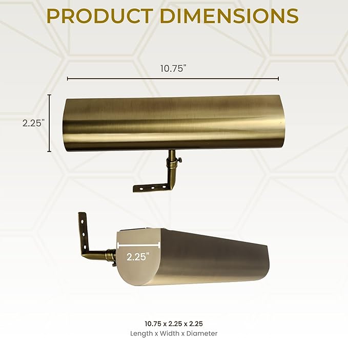 Royal Designs, Inc. Cordless Remote Control LED Picture Light, Dimmable with Timer Function, Brushed Satin Brass, 10.75 Inches, 2 Pack
