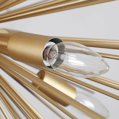 Gold Starburst Chandelier,9-Light Sputnik Chandelier Light Fixture Firework Ceiling Light for Dining Room,Bedroom,Living Room,Kitchen,Entryway,Foyer,29in