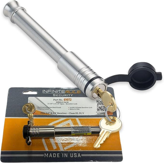 2.5" Receiver Hitch Lock - Heavy-Duty Stainless Steel Anti-Theft Lock for Trailers, RVs & UTVs - Made in USA